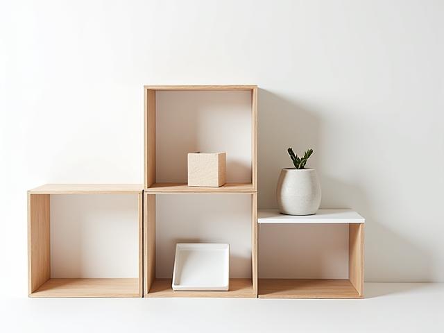 Soluzione di storage modulare in legno di rovere chiaro di Aura Tessile